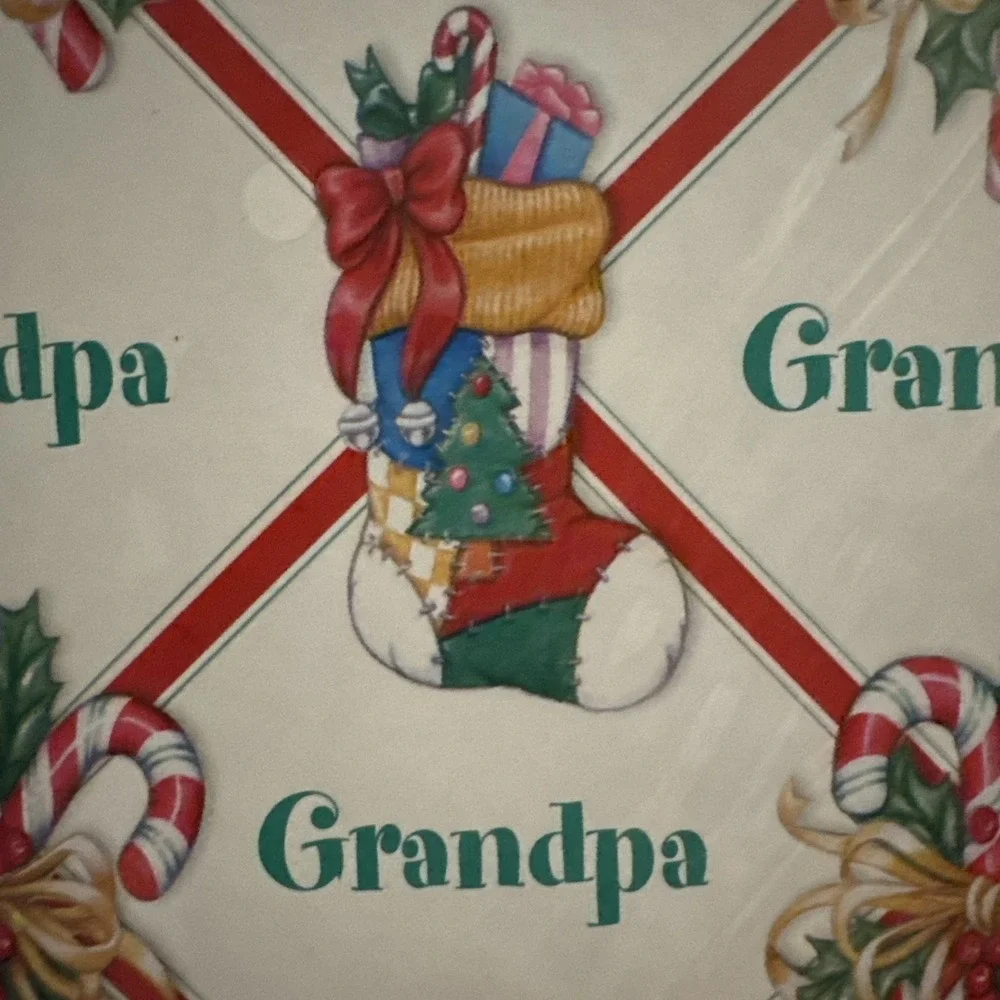 Set Of 3 VTG Christmas HOLIDAY GIFT Wrapping Paper‎ & Pull Bow GRANDPA Stravina